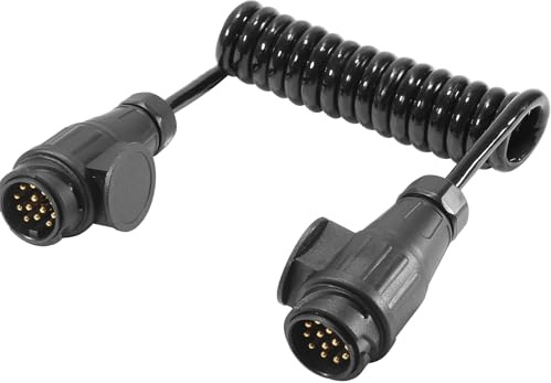 ETUKER 13pin 2M Trailer Extension Coiled Lead 12v with 2x 13pin Plugs Susie Cable for Towing Trailer Light Board Extension Cable