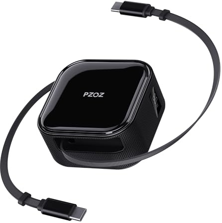 PZOZ Einziehbares USB-C-auf-USB-C-Kabel, 60 W, Typ-C-auf-Typ-C-Ladekabel, Schnellladung für iPhone 17, 16, 15, 14, iPad, Mac, Samsung, für Schreibtisch, Desktop, Automanagement-Organizer