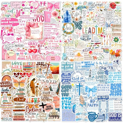 Auroriel 200 Stück Bibelvers Aufkleber Christliche Schrift Aufkleberpackung wasserdichte Vinyl Aufkleber Für Wasserflaschen Andachtsnotizbuch Scrapbooking Gebetstagebuch