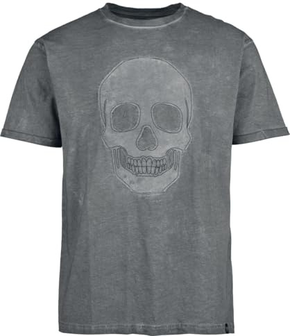 Black Premium by EMP Herren T-Shirt Beaks, Claws & Skulls Washed T-Shirt with Skull-Patch grau