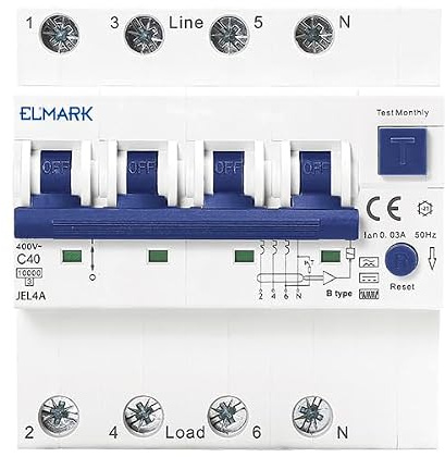 Interruttore Magnetotermico Differenziale RCBO Elettronico JEL4A 6kA 4P 30mA 10A per Guida DIN (10, Ampere)