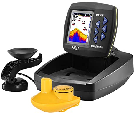 LIXADA Tragbares Echolot für Kajak & Boot – Kabelloser Sonarsensor mit wasserdichtem, kabelgebundenem Tiefenmesser