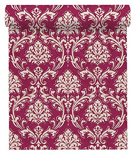 A.S. Création Vliestapete New Look Tapete mit Ornamenten barock 10,05 m x 0,53 m creme metallic lila Made in Germany 335391 33539-1