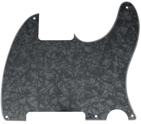 Musiclily 5 Löcher American Vintage Tele Pickguard T-Style Gitarren Schlagbrett für Fender USA/Mexican Telecaster Esquire E-Gitarre,4 lagig Black Pearl