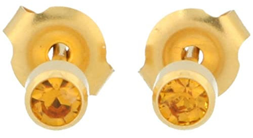 Erstohrstecker hartvergoldet Sterile Ohrstecker Zarge mit Stein in bernstein