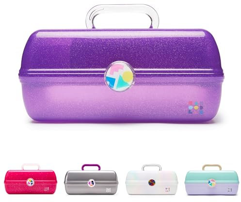 Caboodles On-The-Go Girl Makeup Box, Purple Sparkle, Hard Plastic Makeup Organizer Box, Built-in Mirror, Secure Latch for Safe Travel, Spacious Storage for Large Items