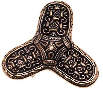 Windalf Wikinger Fibel KÀRLíR 4.9 cm Triangel Brosche Tuchnadel Hochwertige Bronze
