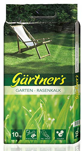 Gärtner’s Rasenkalk 10 kg I Rasen kalken zur Rasenpflege I Kalk als Rasendünger für Sport & Spielrasen + Schattenrasen + Regenerationsrasen I Kohlensaurer Kalk 95 für 100 m² Garten kalken