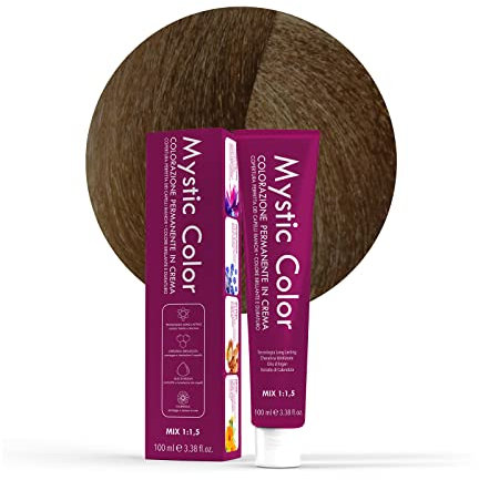 Mystic Color, Tinte para el Cabello, Fórmula Enriquecida con Aceite de Argán y Caléndula, Coloración Permanente en Crema de Larga Duración, Rubio Tabaco Oscuro 6.8, 100 ml