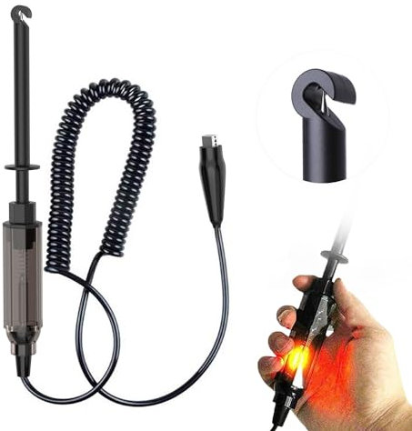 VKALTUL 12v Prüflampe,Voltage Tester teststift für Auto 12v DC 6V/12V/24V Hakensonde Testlampe mit Anzeige 1 Stk