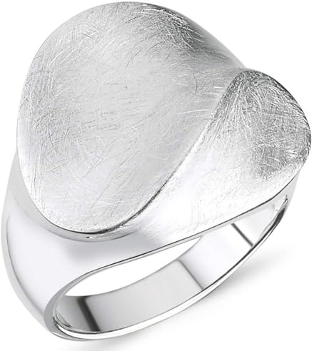 Vinani Damenring aus 925 Sterling Silber – Eleganter handgefertigter Silberring mit breiter, gebürsteter Oberfläche und verspielt verschlungenem Design, nickelfrei & antiallergisch, 2ROA64