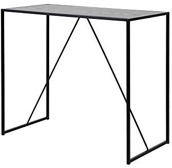 Selsey KRAPINA - Stehtisch/Bartisch im Loft-Style - schwarzes Metallgestell - Tischplatte 120 x 60 cm - Höhe 105 cm (Holzoptik Dunkelgrau)