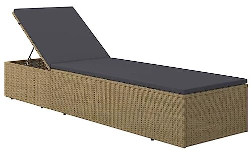 vidaXL Sonnenliege Gartenliege Liegestuhl Relaxliege Gartenmöbel Liege Saunaliege Strandliege Rattanmöbel Poly Rattan Braun Dunkelgrau
