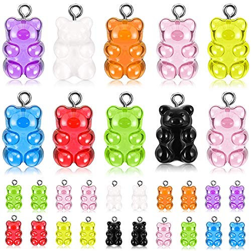 chenyu 45 Stück Bären Anhänger Farbverlauf Candy Rubber Charms Bär für DIY Making / 9 Farben
