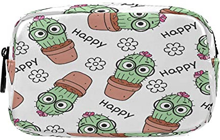 Süßer Grüner Glücklicher Kaktus Federmäppchen Federtaschen Mäppchen Große Kapazität Schlamperbox Kosmetik Make-up Tasche für Jungen Mädchen Schule Schüler