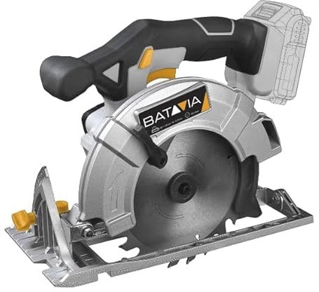 Batavia Handkreissäge Ø 165 mm 18V - Inkl. 2.0 Ah Akku / 2.4 Ah Ladegerät - Geeignet zum Schneiden von Plattenmaterial und Brettern - Maxxpack