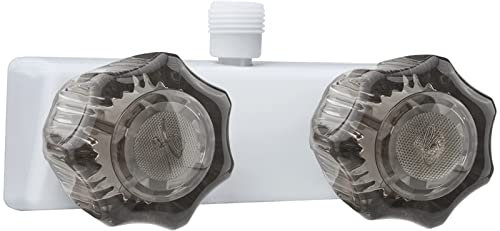 EXCELFU Grifo de ducha para caravana, repuesto de grifo de ducha de caravana, desviador de válvula de ducha RV de 4 pulgadas con pomos acrílicos ahumados dobles para ducha exterior e interior de baño