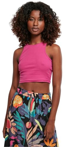 Urban Classics Ladies Cropped Rib Top Donna Top Marrone 97% Cotone, 3% Spandex Regular