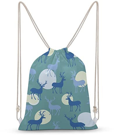 Rucksack mit Kordelzug, Elch, großes Fassungsvermögen, wasserabweisend, Segeltuch, Sport, Yoga, Turnbeutel für Jungen, Mädchen, Kinder, Frauen, Männer, Teenager