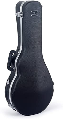 Crossrock ABS Mandolin Case for F-Style | Black Moulded Shell, Locking Latch, Accessory Compartment, Shoulder Straps – Lightweight Hard Case - Black(CRA862MFBK)