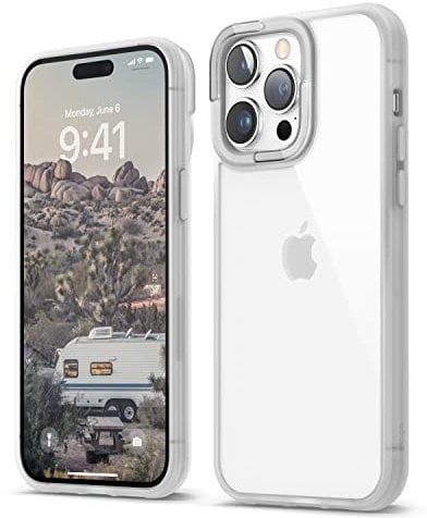 elago Dual Clear Case Compatible with iPhone 14 Pro Max Case (6.7), PC + TPU Hybrid Technology, Reduced-yellowing, Crystal Clear, Shockproof Bumper Cover, Full Body Protection (White)