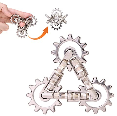 Infinity Gear Fidget Toy, Quiet Solid Metal Never Ending Fidget Toys, Keep Fingers/Hands Busy, Relieve Stress Anxiety, Unique Adults Fidget Toys for Office Home Gifts, Promotes Focus Avoid Bad Habits
