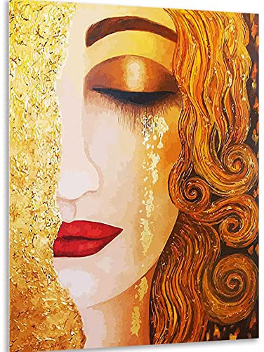 Instarry 5D DIY Diamond Painting Zubehör Full Groß Goldenes Tränenmädchen Klimt Indie Room Decor 60x40 cm