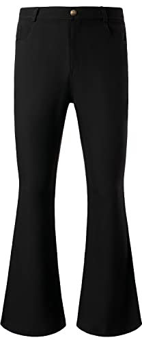 JOGAL Pantaloni a zampa, da uomo, anni '70, per carnevale, discoteca, pantaloni svasati, Nero , XL