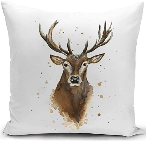 Kissenbezug 40x40cm Hirsch Kissen hirschmotiv deko Jagd jäger Geschenke für sofakissen kissenbezüge dekokissen Deer couchkissen kissenhülle Sofa Schlafzimmer Wohnzimmer Zimmer zierkissen Couch Büro