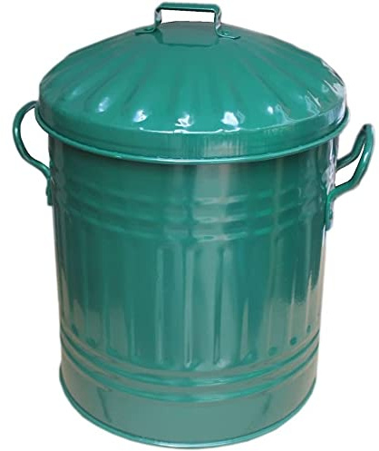 Classic Metal Traditional Mini Powder Coated Trash Can 13L (Green)