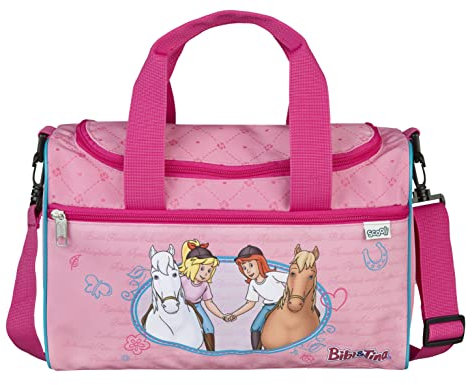 Undercover Sporttasche Bibi & Tina für Mädchen 10L | Kleine Reisetasche und Kindertasche mit abnehmbaren und verstellbaren Schultergurt | Bibi Tina Pferde in rosa