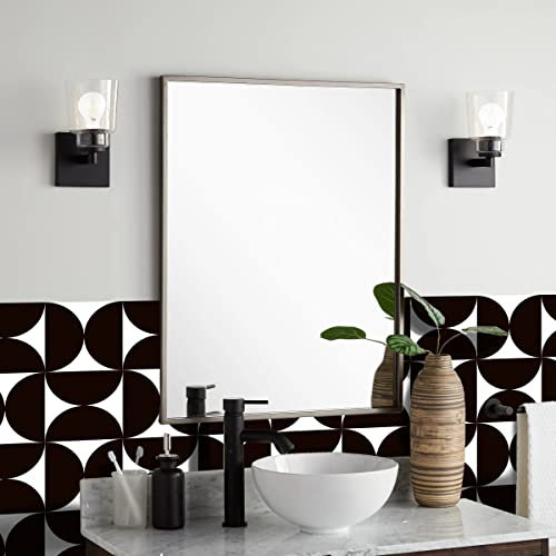Alwayspon 24 pezzi x 20 cm, adesivo da parete in vinile per piastrelle, adesivo impermeabile, adesivo per cucina, bagno, autoadesivo, adesivo in PVC, adesivo su piastrelle, bianco e nero