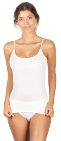 La Primula Verde, EGI, Top Donna Cotone, in Filo di Scozia, Intimo Donna Spalla Stretta, dalla 2 alla 7, Bianco e Nero + Sacca BIO Set (3 S IT Donna, Bianco)