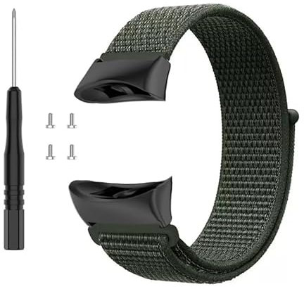 Correa de nailon compatible con Garmin Forerunner 45/45S para Garmin Swim 2, correa de repuesto para reloj inteligente Garmin Swim 2, accesorios de correa de muñeca, conectores de metal (negro-verde)