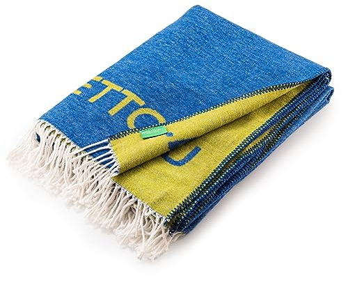 UNITED COLORS OF BENETTON. - Ultraweiche Decke – 60% Baumwolle, 40% Acryl – 320 g/m², 140 x 190 cm, Blau und Grün, Regenbogen