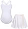 FONLAM Ballettkleid Ballettkleidung Turnanzug Mädchen Baumwolle Tanzkleid Ballett Trikot Ballettrock Gymnastikanzug (8-9 Jahre, Weiß)
