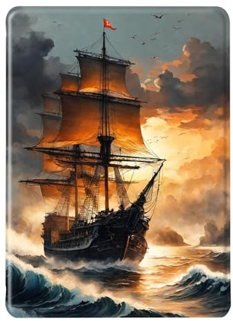 Custodia per Kindle 2019 10 a Generazione Flip Cover PU Pelle Silicone Case Magnetico Auto Svegliati/Sonno Anti Caduta Copertina Neve Barca Luce Solare Fiore Rosa Modello Kindle 10° Gen 2019 (1)