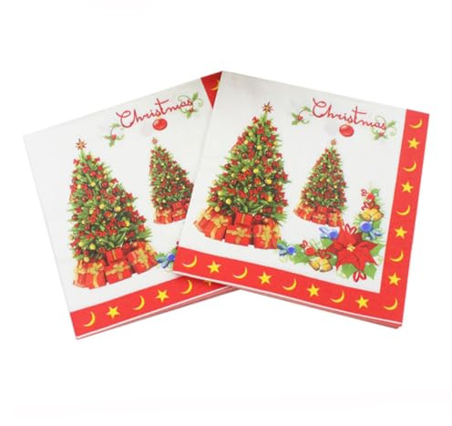 Gatuida 20fogli Tovaglioli di Natale Usa e Getta Stampati Forma di Albero di Natale Tovaglioli per Feste