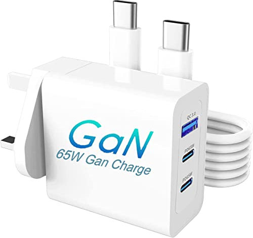 USB C Charger 65W PD 3.0 GaN Charger For Xiaomi Poco M7 Pro/X6/F6 Pro/POCO X7 Pro/X5/C65/M6 Pro/Redmi Note 9 Pro/Mi 10T Lite/X3 NFC/F2 Pro Type C Adapter with 60W USB C Cable