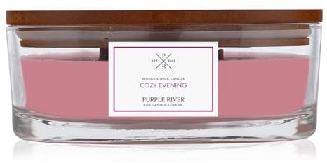 Purple River Candle Duftkerze im Glas mit Deckel | Cozy Evening | Duftkerze Jasmin | Duftkerze Holzdocht | Kerze im Glas | Raumduft für Zuhause (310g)