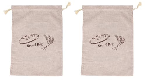 2 bolsas de pan de lino natural, 38 x 30 cm, bolsas de almacenamiento de pan reutilizables, mantienen el pan fresco, almacenamiento de alimentos, bolsas de lino reutilizables, bolsas de pan caseras