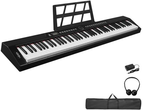 LEADZM Piano Numérique Semi-Marteau 88 Touches, Clavier Électronique avec Stéréo, Bluetooth MIDI, Pupitre de Partition, Pédale de Sustain, Écouteurs, Sac de Piano