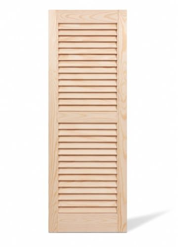 Bortaberg Louvre Door, Pine Wood, Vented Open, Natural or White Color, Slatted Wardrobe Doors, Internal Louvre Cupboard Doors, Various Sizes (Natural 2013mm (79'') x 494mm (19.4''))