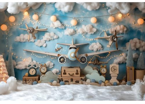 Ttincceer 10x6.5ft Pilot Boy Birthday Backdrop for Photoshoot Flying Dream Blue Sky White Cloud Baby Shower Photography Background Newborn Kids Girl 1st Birthday Party Backdrops Decoration Photo Prop