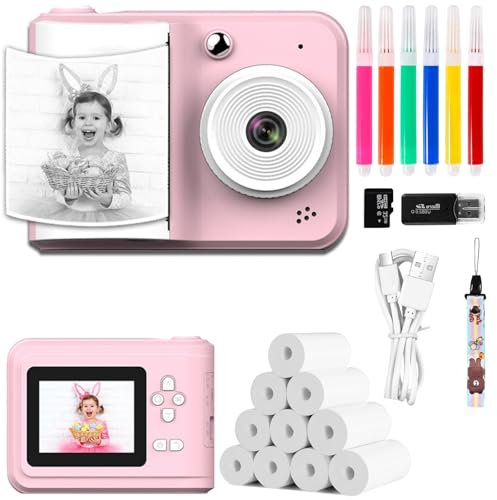 Macchina Fotografica Bambini Istantanea, 2,4 Pollici Digitale Fotocamera Bambini con 32GB TF Scheda e Carta Fotografica per Stampa, Regalo di Natale per Bambini dai 3-12 Anni