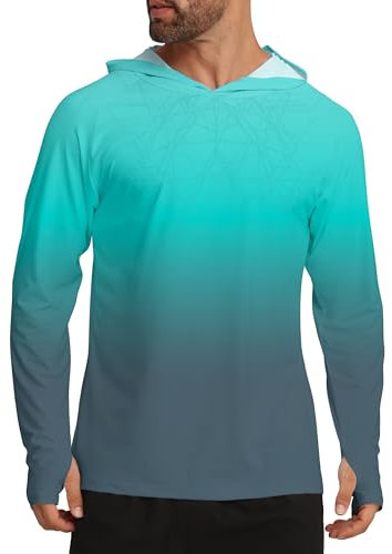 APTRO Men's UPF 50+ Hoodies Rash Guard Long Sleeve Fishing Top UV Sun Protection Rash Vest Quick Dry Lightweight Shirt Gradient Green MFS22 L