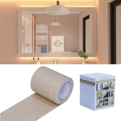 FEILAYS Pegatinas de grano de madera para reparar agujeros en el suelo, puertas de madera con rayas decorativas marco de puerta 10 cm x 10 m de sauce