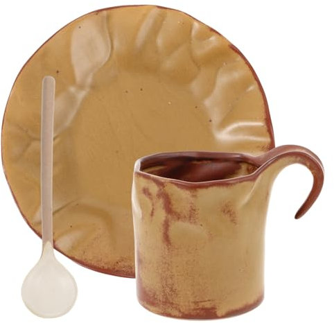 IMIKEYA Keramik Kaffeebecher Satz 150ml mit Untertasse und Löffel