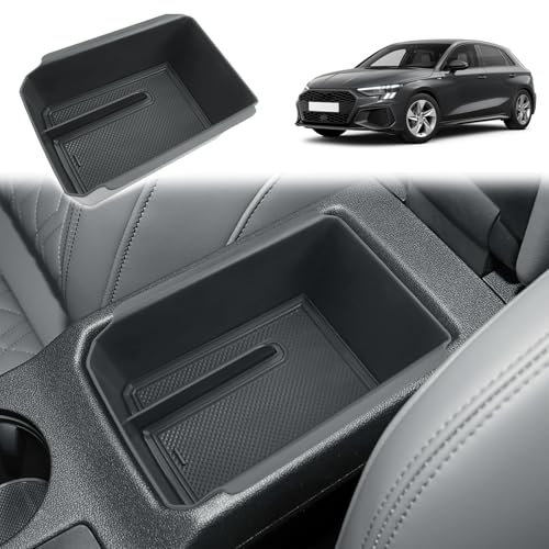 GAFAT Kompatibel mit Audi A3 8Y Sportback 2020-2025 2026 Mittelkonsole Aufbewahrungsbox, Neu A3 8Y Facelift Armlehne A3 Sportback 2025 Organizer Ablagen, A3 8Y Zubehör