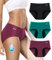 Benirap Periodenunterschwäsche Starke Blutung 60ML, Hohe SaugfäHigkeit Perioden Unterwäsche, Atmungsaktiv Menstruationsunterwäsche Damen (3er Pack) Schwarz Rot Grün S
